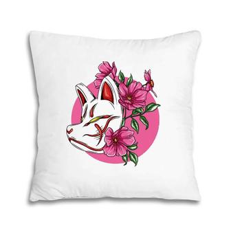 Kitsune Nine Tailed Fox Sakura Cherry Blossom Flowers Pillow | Mazezy