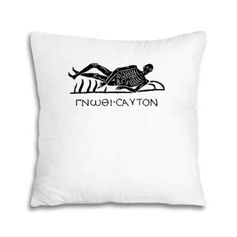 Know Thyself Skeleton Greek Gift Pillow | Mazezy