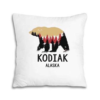Kodiak Alaska Vintage Grizzly Bear Nature Souvenir Gift Pillow | Mazezy
