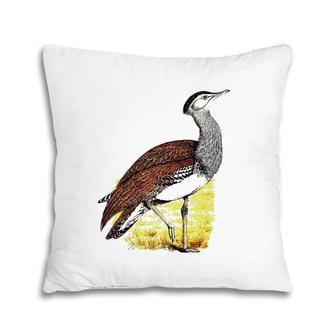 Kori Bustard Illustrated Bird Lover Gift Pillow | Mazezy