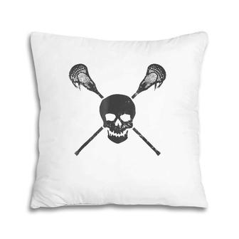 Lacrosse Skull And Sticks Vintage Lax Gif Pillow | Mazezy