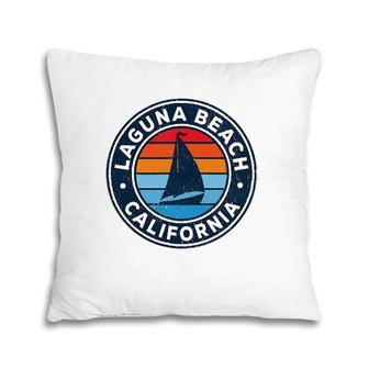 Laguna Beach California Ca Vintage Sailboat Retro 70S Pillow | Mazezy
