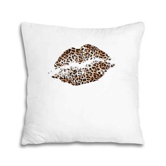 Leopard Print Lips Cheetah Spots Pillow | Mazezy