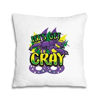 Let's Get Cray Mardi Gras Parade Novelty Crawfish Gift Pillow | Mazezy