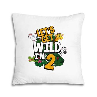 Let's Get Wild I'm 2 Safari Zoo Animal Squad 2Nd Birthday Pillow | Mazezy