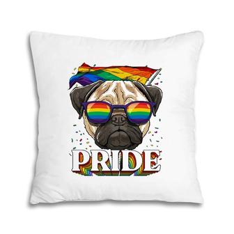 Lgbt Pug Gay Pride Lgbtq Rainbow Flag Sunglasses Pillow | Mazezy
