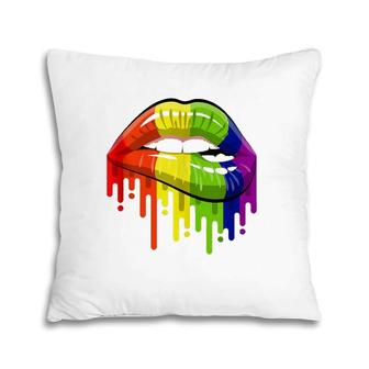 Lgbt Rainbow Color Lips Pride Gay Homosexual Lesbian Pillow | Mazezy