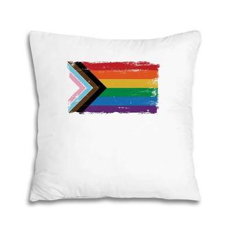 Lgbtq Progress Pride Flag Vintage Paint Style Pillow | Mazezy CA