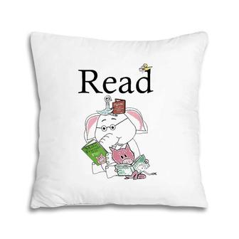 Library Read Book Club Piggie Elephant Pigeons Funny Pillow | Mazezy