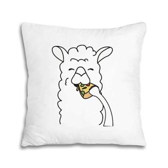 Llama Eating Pizza Funny Alpaca Pizza Food Lover Foodie Gift Pillow | Mazezy