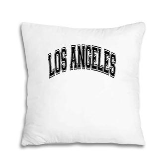 Los Angeles California Varsity Style Text Gray Black Print Pullover Pillow | Mazezy