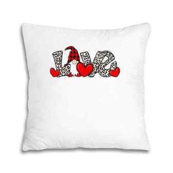 Love Gnomes Leopard Plaid Heart Valentine Clothes Pillow | Mazezy