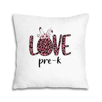 Love Pre-K Pink Leopard Bunny Teacher Easter Gifts Pillow | Mazezy DE
