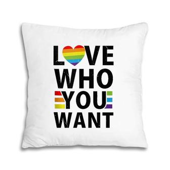 Love Who You Want Lgbt-Q Gay Pride Flag Proud Ally Rainbow Pillow | Mazezy DE