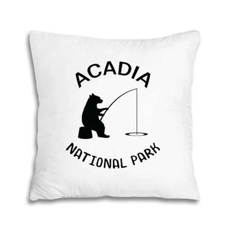 Maine Acadia National Park Bear Fishing Silhouette Pillow | Mazezy