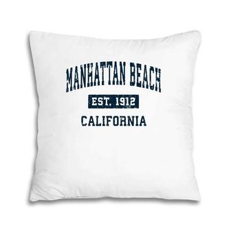 Manhattan Beach California Ca Vintage Sports Design Navy Pillow | Mazezy