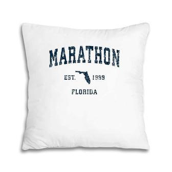 Marathon Florida Fl Vintage Sports Design Navy Print Pillow | Mazezy