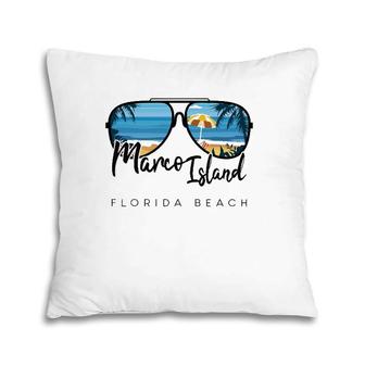 Marco Island Florida Palm Tree Sunglasses Souvenir Pillow | Mazezy