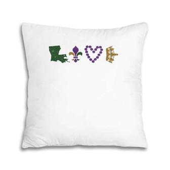 Mardi Gras Love Mardi Gras 2022 Glitter Effect Pillow | Mazezy