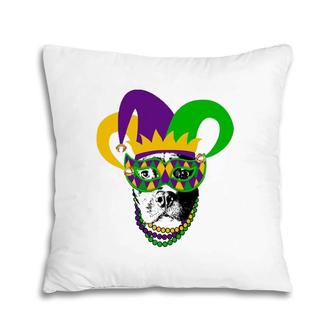 Mardi Gras Pitbull Dog Cute Mardi Gras Pillow | Mazezy
