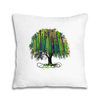 Mardi Gras Tree Beads New Orleans 2022 Watercolor Vintage Raglan Baseball Tee Pillow | Mazezy