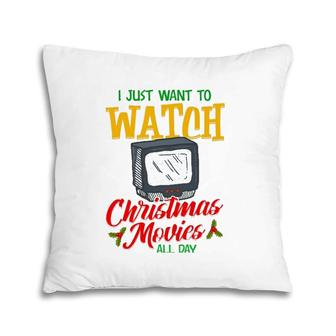 Mens Christmas Movie Lover Fan Watch Tv At Xmas Pillow | Mazezy