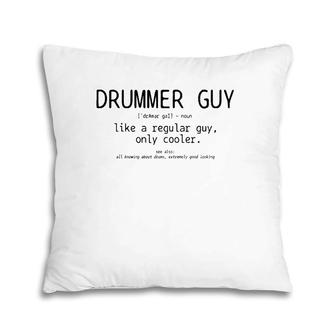 Mens Drummer Guy Definition Funny Vintage Drums Drumming Pillow | Mazezy