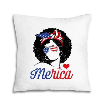 Merica Black Women's4th Of July Us Flag Gifts Pillow | Mazezy
