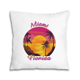 Miami Florida Fl Tropical Summer Vacation Souvenir Pillow | Mazezy