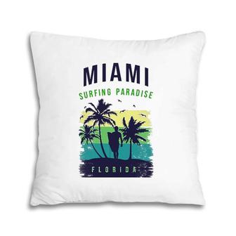 Miami Paradise Beach Cool Miami Florida Surfing Pillow | Mazezy