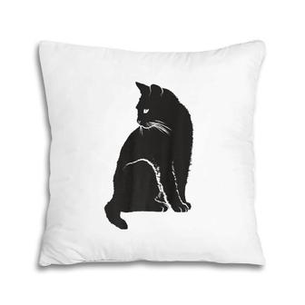 Minimalist Cute Black Cat Owner Feline Art Kitten Lover Premium Pillow | Mazezy