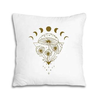 Moon Phase And Mushrooms Witchy Cottagecore Aesthetic Fungi Pillow | Mazezy