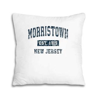 Morristown New Jersey Nj Vintage Sports Design Navy Print Pillow | Mazezy