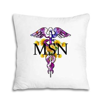 Msn Masters Of Science In Nursing Caduceus With Flowers Gift Pillow | Mazezy CA