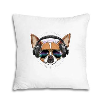 Music Chihuahua Dj With Headphones Musical Dog Lovers Pillow | Mazezy