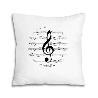 Music Sheet Notes G-Clef Symbol Vintage Design Musician Gift Pillow | Mazezy