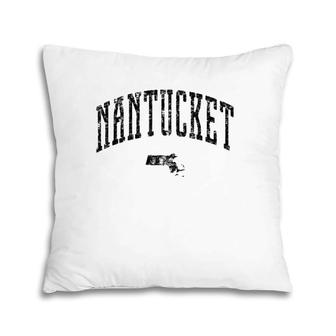 Nantucket Massachusetts Vintage City Pillow | Mazezy