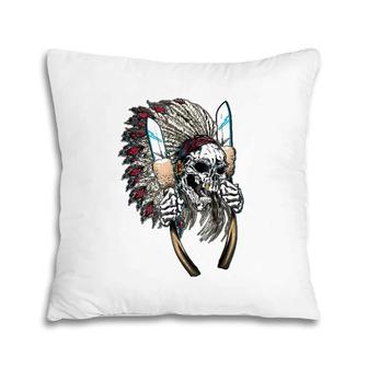 Native American Indian Headdress Skull Pillow | Mazezy