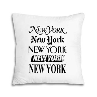 New York City Newsprint Typography Pillow | Mazezy