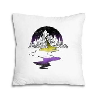 Nonbinary River Mountain Lgbt Pride With Nb Nonbinary Flag Pillow | Mazezy