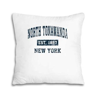 North Tonawanda New York Ny Vintage Sports Design Navy Print Pillow | Mazezy