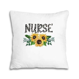 Nurse Leopard Text Sunflower Nursing Gift Pillow | Mazezy
