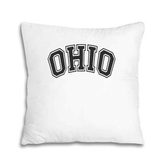 Ohio Varsity Style Black With Black Text Pillow | Mazezy