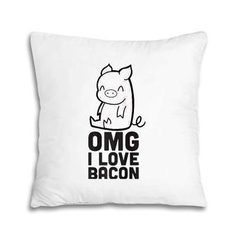 Omg I Love Bacon Smiling Pink Pig Pillow | Mazezy