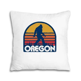 Oregon Retro Surf Style Bigfoot Sasquatch Eighties Graphic Pillow | Mazezy