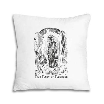 Our Lady Of Lourdes Bernadette Catholic Vintage Distressed D Pillow | Mazezy
