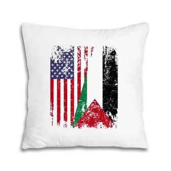 Palestinian Roots Half American Flag Palestine Pillow | Mazezy