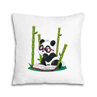 Panda Bear Book Worm Nerd Reading Bamboo Jungle Gift Pillow | Mazezy