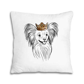 Papillon Dog Wearing Crown Dog Lover Gift Pillow | Mazezy UK