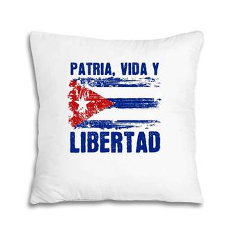 Patria, Vida Y Libertad Cuban Flag Distressed Grunge Pillow | Mazezy